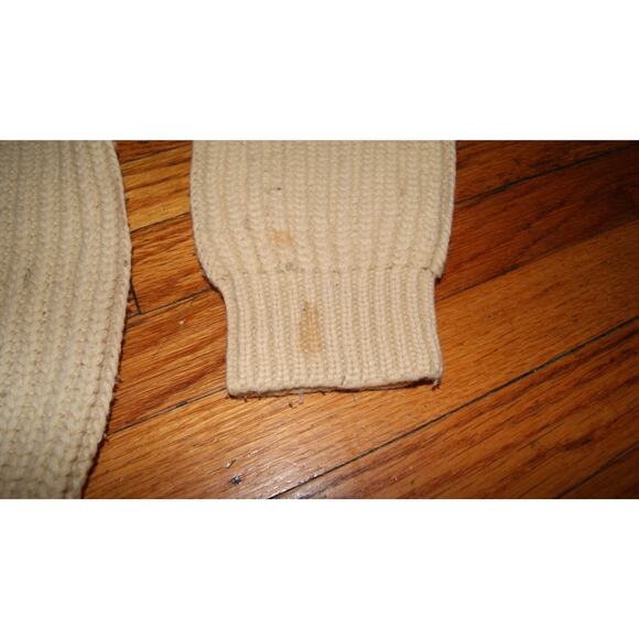Vintage 60s 70s Alps Ski Meister Ivory Cable Knit Fisherman Sweater Mens Large - Picture 4 of 14
